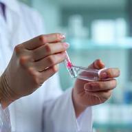 Image illustrating process step: Scientist working in a lab with cosmetics samples